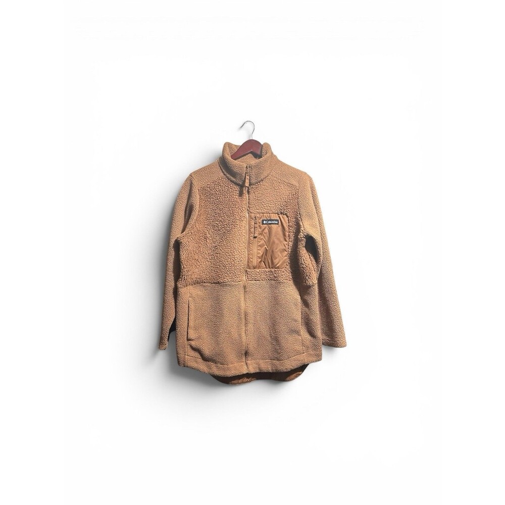 Columbia Fleece Lodge Jacket Women’s Large Brown Full Zip Sweater